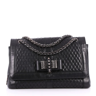 Christian Louboutin Sweet Charity Shoulder Bag Matelasse Leather Small Black 3256803