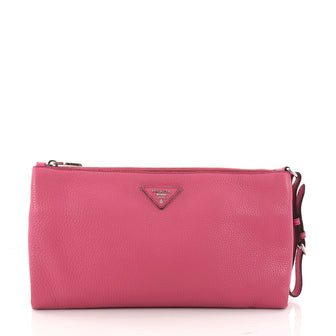 Prada Wristlet Clutch Vitello Daino Large Pink 3257203