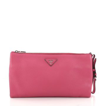 Prada Wristlet Clutch Vitello Daino Large Pink 3257203