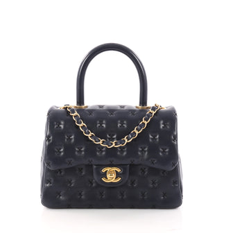 Chanel Paris-Rome Coco Top Handle Bag Cross Stitch Lambskin Small Blue 3257401