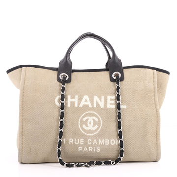 Chanel Deauville Chain Tote Canvas XL Brown 3257801