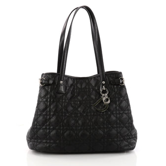 Christian Dior Panarea Tote Cannage Quilt Canvas Small Black 3258701