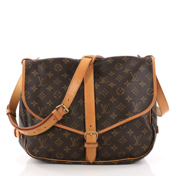 Louis Vuitton Saumur Handbag Monogram Canvas GM Brown 3260202