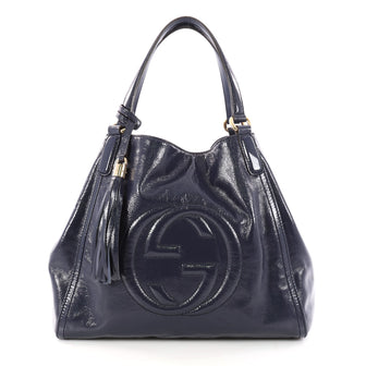 Gucci Soho Shoulder Bag Patent Medium Blue 3262703