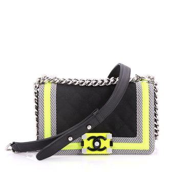 Chanel Fluo Boy Flap Bag Quilted Canvas Small Black 3262708