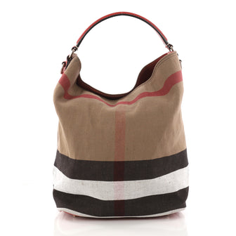Burberry Ashby Handbag House Check Canvas Medium Brown 3265201