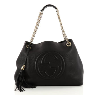 Gucci Soho Chain Strap Shoulder Bag Leather Medium Black 3266101
