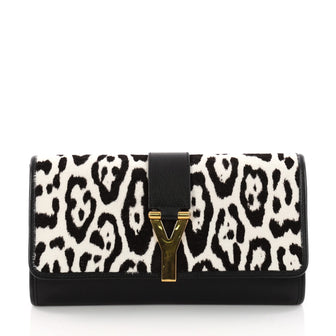 Saint Laurent Chyc Clutch Printed Pony Hair and Leather Black 3266804