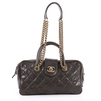 Chanel Shiva Bowler Bag Quilted Caviar Green 3267002