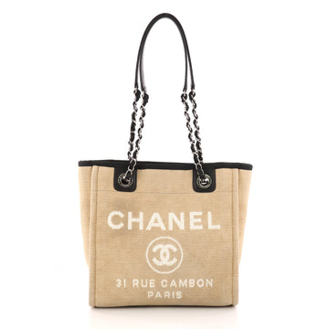 Chanel North South Deauville Chain Tote Canvas Small Black 3267303