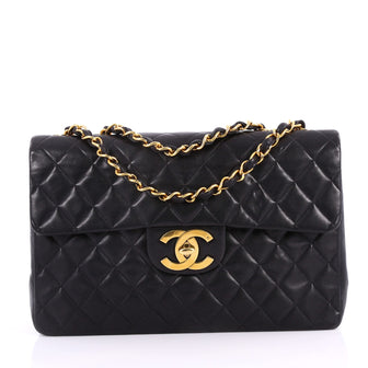 Chanel Vintage Classic Single Flap Bag Quilted Lambskin Maxi Black 3267802
