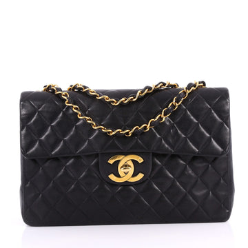 Chanel Vintage Classic Single Flap Bag Quilted Lambskin Maxi Black 3267802