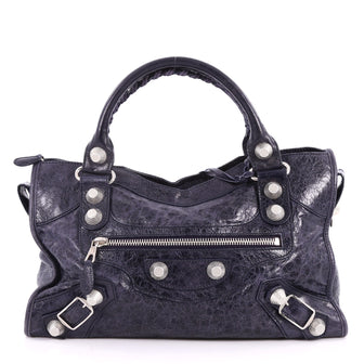 Balenciaga City Giant Studs Handbag Leather Medium Blue 3270603