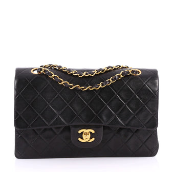 Chanel Vintage Classic Double Flap Bag Quilted Lambskin Black 3271301