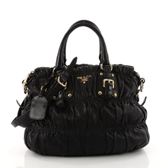Prada Gaufre Convertible Tote Nappa Leather Medium Black 3271801
