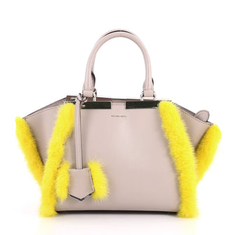 Fendi 3Jours Handbag Leather with Fur Mini Neutral 3272003