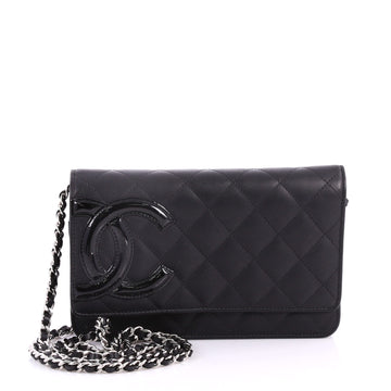 Chanel Cambon Wallet on Chain Quilted Leather Black 3272902