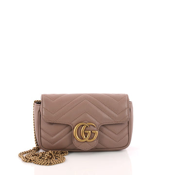 Gucci GG Marmont Flap Bag Matelasse Leather Super Mini Neutral 3275101