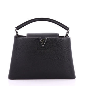 Louis Vuitton Capucines Handbag Leather PM Black 3275401