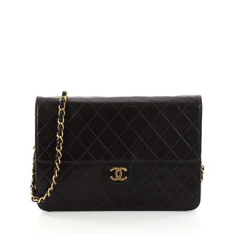 Chanel Vintage Clutch with Chain Quilted Leather Medium Black 3275702