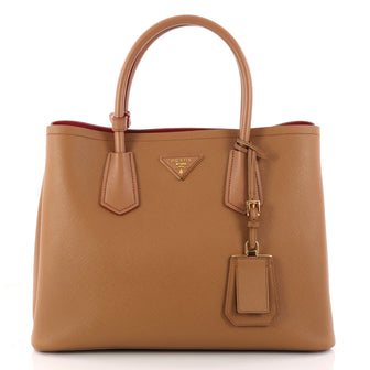 Prada Cuir Double Tote Saffiano Leather Medium Brown 3276502