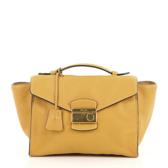Prada Twin Pocket Satchel Vitello Daino Medium Yellow 3276802