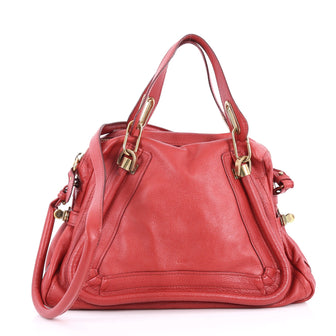 Chloe Paraty Top Handle Bag Leather Medium Red 3278302
