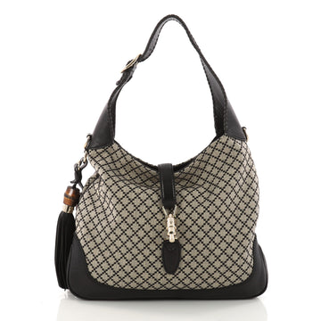  Gucci New Jackie Handbag Diamante Canvas Medium Black 3278702