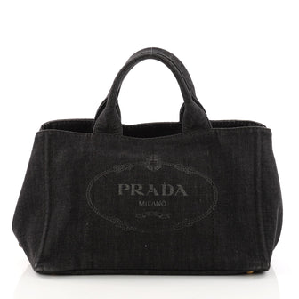 Prada Canapa Tote Denim Large Black 3278704