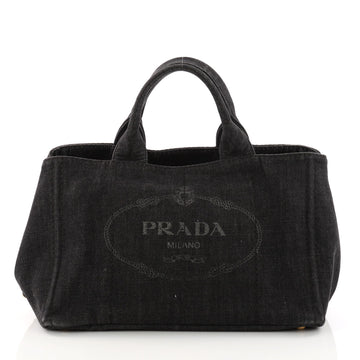 Prada Canapa Tote Denim Large Black 3278704