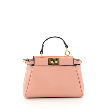 Fendi Peekaboo Handbag Leather Micro Pink 3279101
