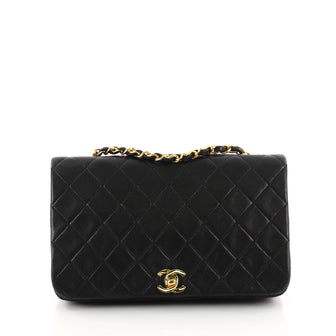 Chanel Vintage 3 Way Full Flap Bag Quilted Lambskin Black 3280103