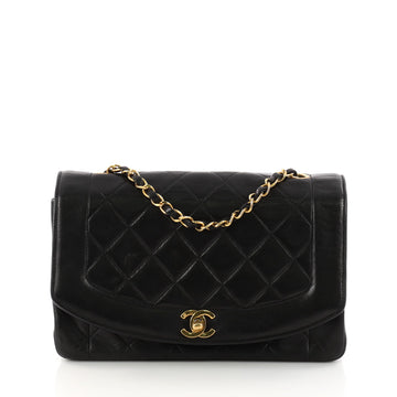 Chanel Vintage Diana Flap Bag Quilted Lambskin Small Black 3280202