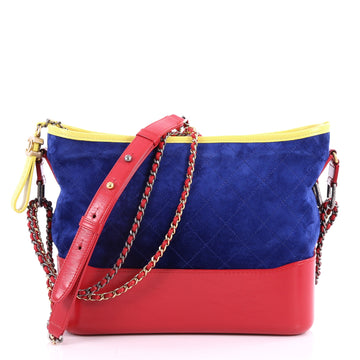 Chanel Gabrielle Hobo Quilted Suede Medium Blue 3281301
