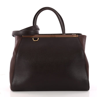 Fendi 2Jours Handbag Leather Medium Brown 3282501