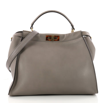Fendi Peekaboo Handbag Leather with Tortoise Detail Gray 3282502