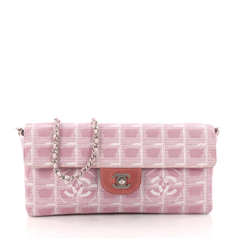 Chanel Travel Line Flap Bag Quilted Nylon East West Pink 3282803