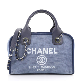 Chanel Deauville Bowling Bag Canvas Small Blue 3283002