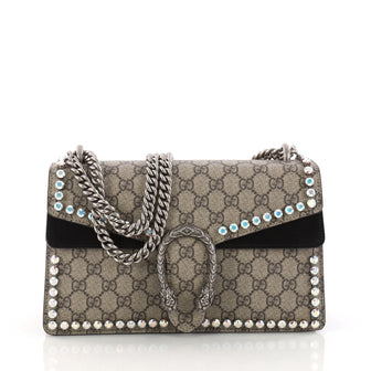 Gucci Dionysus Handbag Crystal Embellished GG Coated Brown 3283201