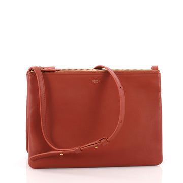 Celine Trio Crossbody Bag Leather Large Brown 3284101