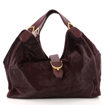 Gucci Soft Stirrup Tote Calf Hair Large Red 3285705