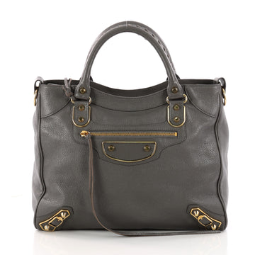 Balenciaga Velo Classic Studs Metallic Edge Handbag Gray 3286703