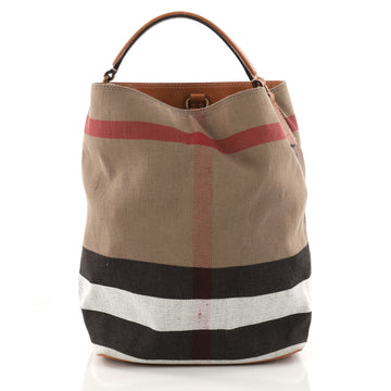 Burberry Ashby Handbag House Check Canvas Medium Brown 3286909
