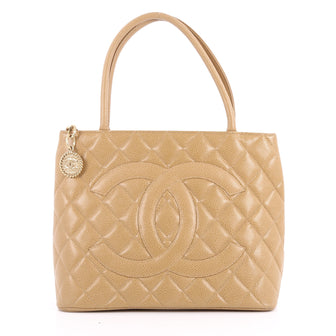 Chanel Medallion Tote Quilted Caviar Brown 3287802