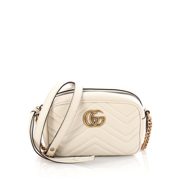 Gucci GG Marmont Shoulder Bag Matelasse Leather Mini White 3288201