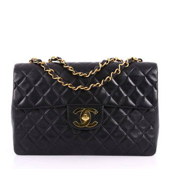 Chanel Vintage Classic Single Flap Bag Quilted Lambskin Maxi Black 3289801