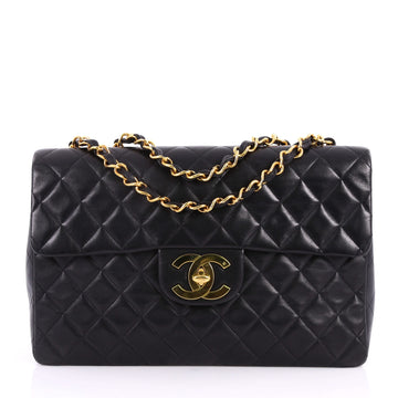 Chanel Vintage Classic Single Flap Bag Quilted Lambskin Maxi Black 3289801