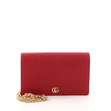 Gucci Petite Marmont Chain Wallet Leather Mini Red 3290301