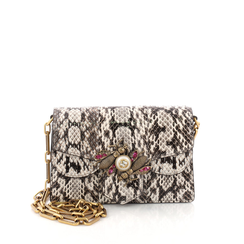 Gucci Broadway Bee Shoulder Bag Embellished Python Mini at 1stDibs