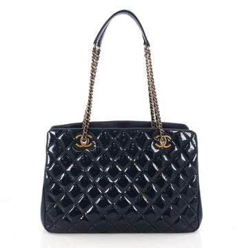 Chanel Eyelet Tote Quilted Patent Small Blue 3292001